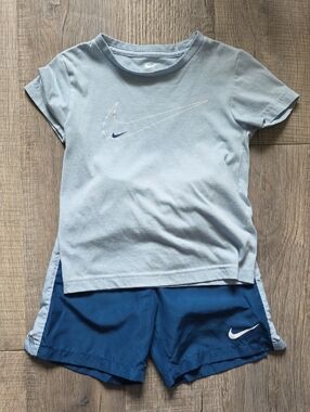 Nike Light Blue Tee with Royal Blue Athletic Shorts Set